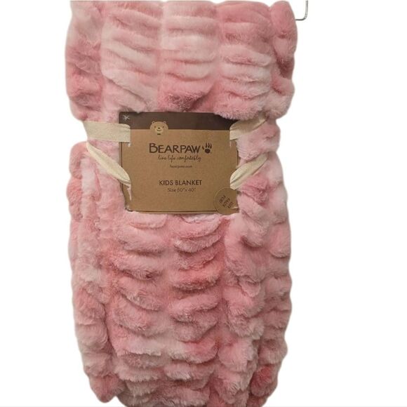 BearPaw Lux Faux Fur Plush Throw Blanket- Pink - Picture 2 of 7